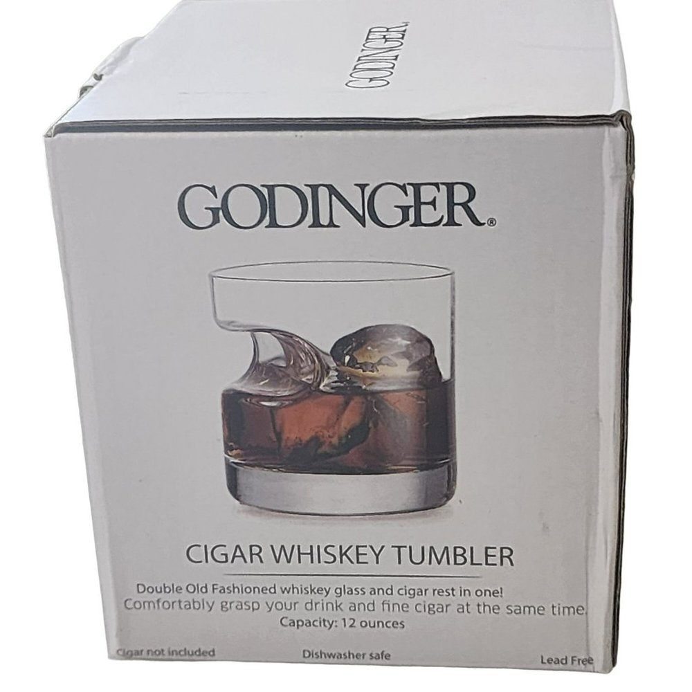 Godinger Cigar Whiskey Tumbler 12 oz Hand Made Of Fine Durable Crystalline Glass